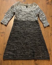 NEW DIRECTIONS Gray Black 3/4 Sleeve Sweater Dress M EUC