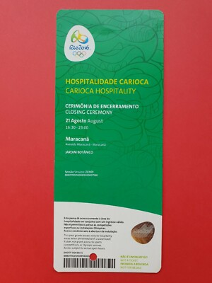 Used Ticket Olympic Games 2016 Rio Olympia M84 Closing Ceremony VIP Green