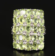 Peridot Panel Ring Sterling Silver Sz 9