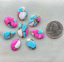 8 Piece Natural Cotton Candy Kingman Turquoise Mix Cabochon Gemstone 62 Ct F0 06