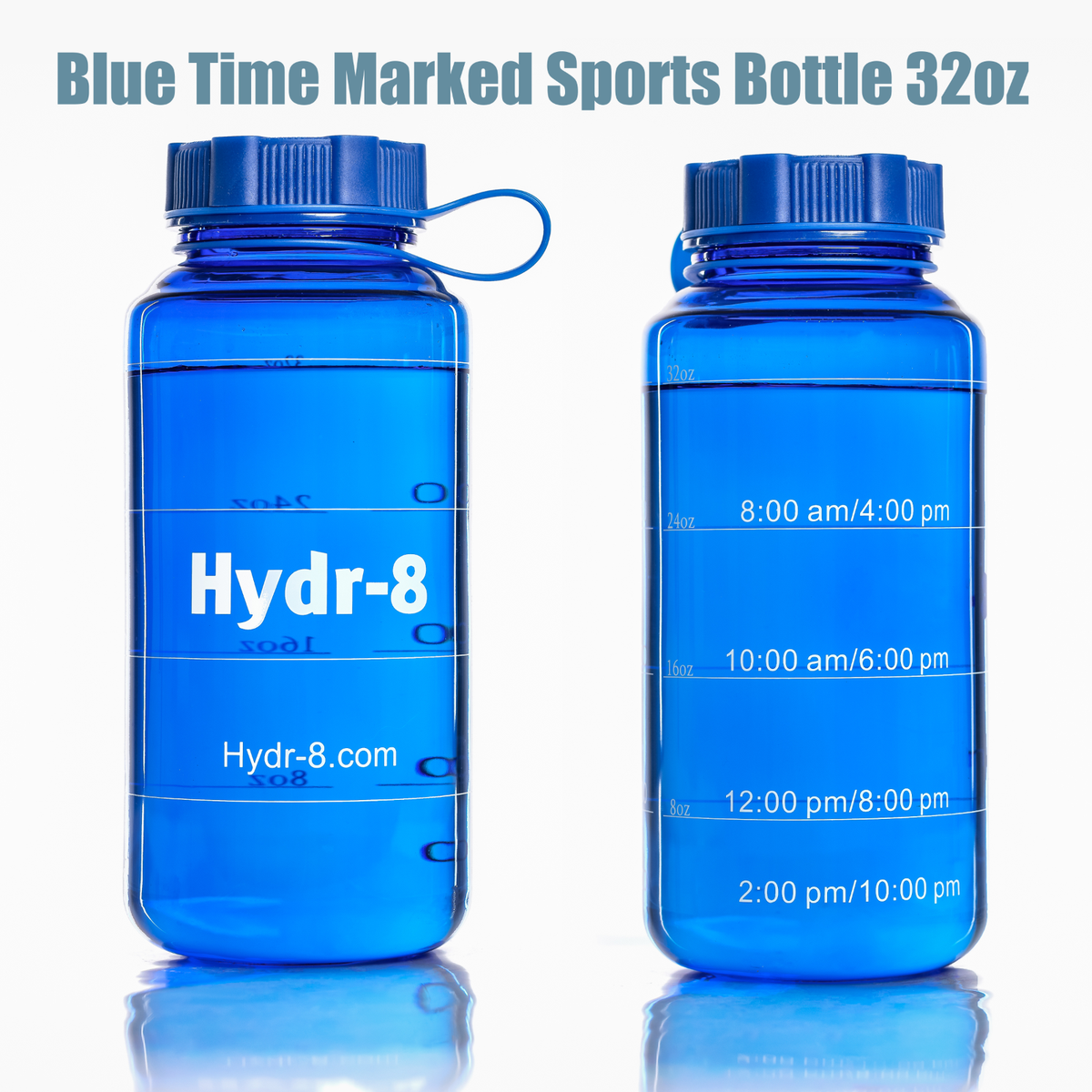 Hydr-8 time marked clear Blue water bottle metered 1000mL with