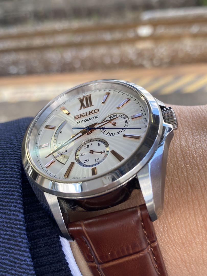 美品 高級 自動巻きSEIKO BRIGHTZ サファイアガラス SDGC021 Seiko Brightz SDGC021 Power reserve White Silver Sapphire