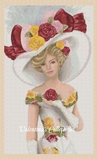 Elegant Lady in White w/Roses Dress Counted Cross Stitch Chart  No.1-156f