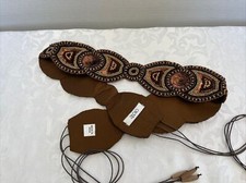 VINTAGE India beaded belt 36" not including sting fringe Cache Brand