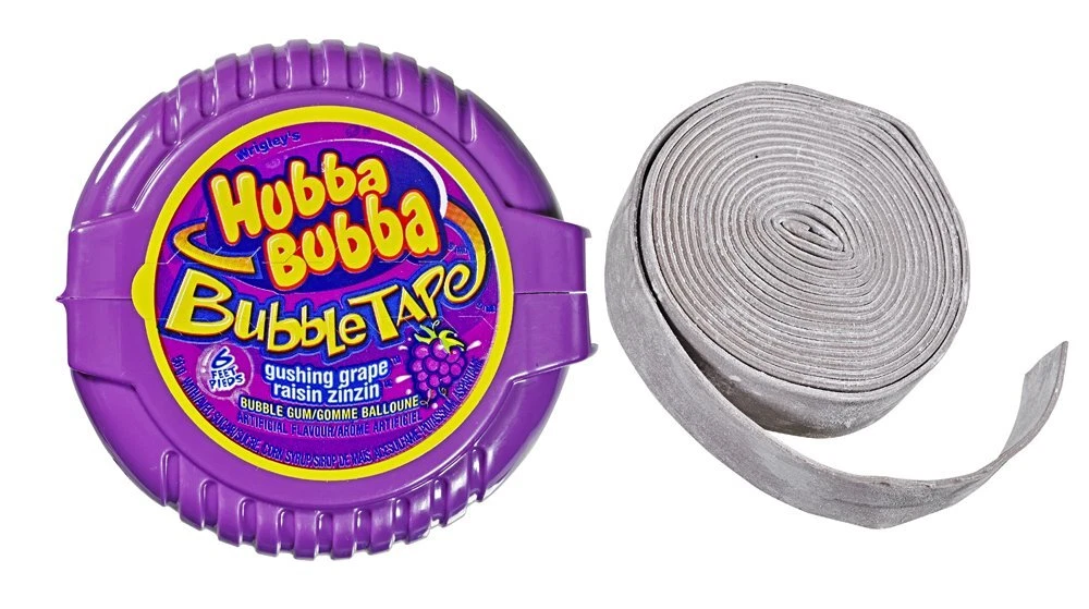 Hubba Bubba Bubble Tape Gushing Grape 1.97 Ounce Pack Of 12 12 Rolls Per  Box New