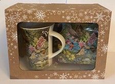 Beautiful birds and flowers Teatime Gift box Mug Coaster Tray