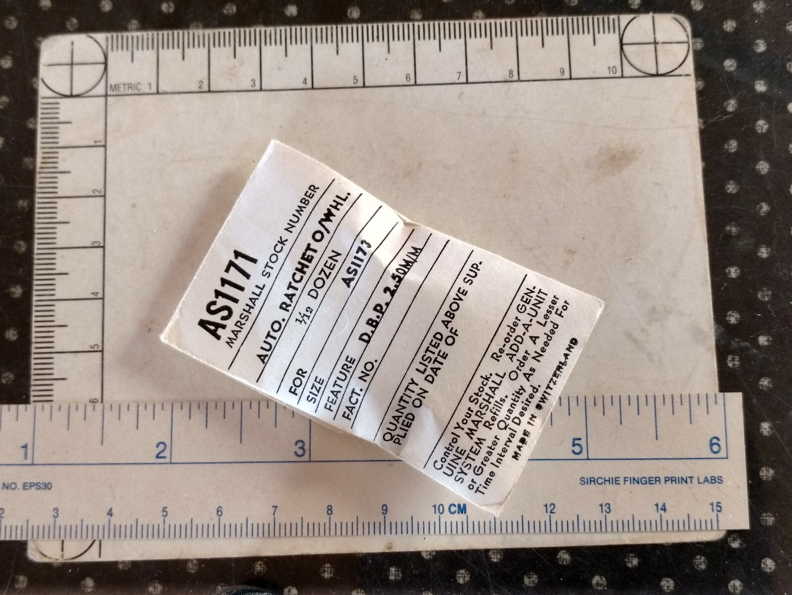 Swiss Marshall Stock Ratchet Wheel for Automatic Wristwatch Model AS1173 DBP2.50