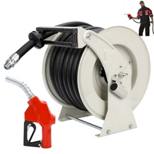 ECOJOY Fuel Hose Reel Retractable 1" x 50' Diesel Hose Reel W/Refueling Nozzle