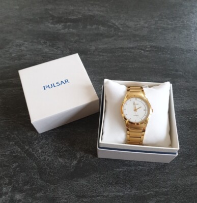 Pulsar Sapphire bei Seiko * Herrenuhr Quartz PS9130X1 golden flaches Design