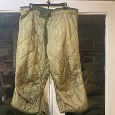 US Military OD Green M65 Field Cold Weather Pants Trouser Quilted Liner Medium