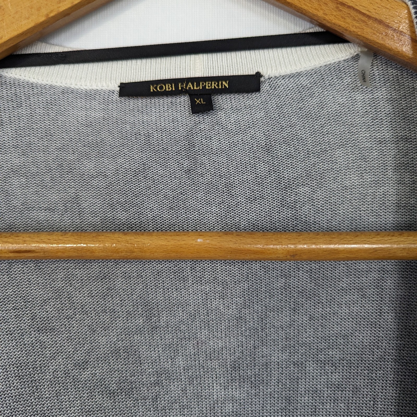 Kobi Halperin Womens XL Daisy Ombre Black Grey White Open Front Cardigan Sweater image 3