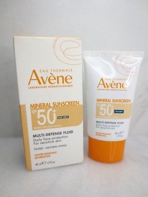 AVENE MINERAL SUSNCREEN SPF 50+ MULTI DEFENSE FLUID TINTED SUNSCREEN 1.3 OZ NWB
