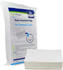 Super Absorbent Pads for Commode Liners Pack of 50 Medical Grade Pads