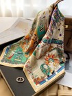 100% Silk Mulberry 26" square Scarf Women neckerchief Wrap Animal Print Green