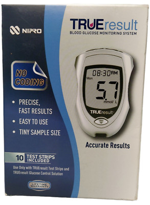 NIPRO TRUE Result Blood Glucose Monitoring System Meter True Results & 10 Strips