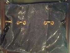 Maxx New York Handbag Blue Fake Faux Snake Skin Designer Handbag