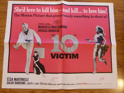 THE 10TH VICTIM - 65'  VINTAGE ORIGINAL 1/2 SHT 22 X 28 FOLDED - URSULA ANDRESS