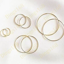 Women's Genuine 18K Yellow Gold Filled Claspless THIN Hoop Earrings Small-XLarge