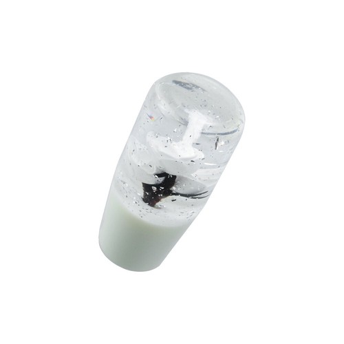 Perilla de cambio manual de 10 cm JDM transparente todo blanco brillo flor real - Imagen 8 de 10