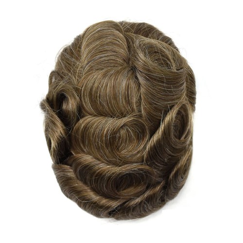 Swiss Lace Mens Toupee Lace Poly Hairpiece Skin PU Around Hair Replacement Wigs - Picture 67 of 70