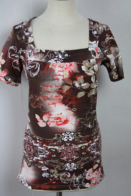 Damen Sommer Shirt Oberteil Blumen Paisley Perlen Viskose IMAGINI Gr.36