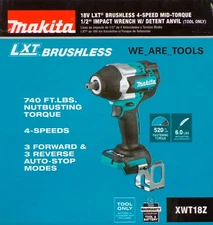 NEW Makita XWT18Z 18V 4 Speed Brushless 1/2" Impact Wrench w/ Detent Anvil