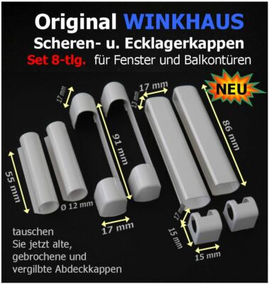 Winkhaus Abdeckkappen Set 8-tlg., für Scherenlager u. Ecklager, Weiß, NEU 