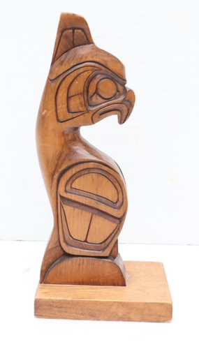 VTG Northwest Coast Antique Totem Pole Kwakiutl Native American Signed 9.75"