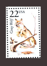 Gray Wolf North American Wildlife Postage Stamp 22 Cent Scott 2322