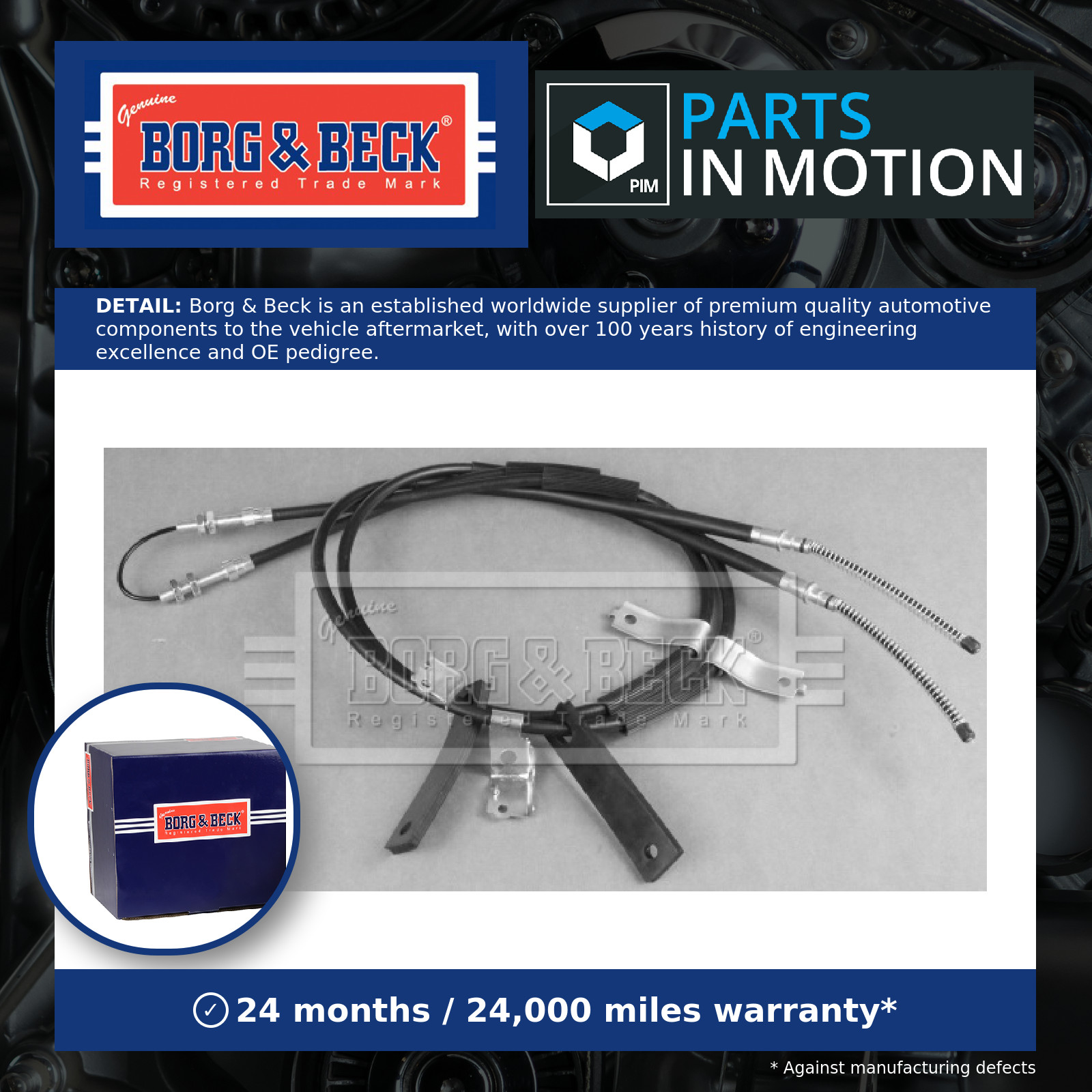 Handbrake Cable BKB3177 Borg & Beck Hand Brake Parking 96666925 Quality New