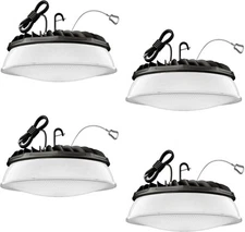 200W 4 Pack UFO LED High Bay Light with Diffuser 28,000lm 5000K 4 Pack, Black 
