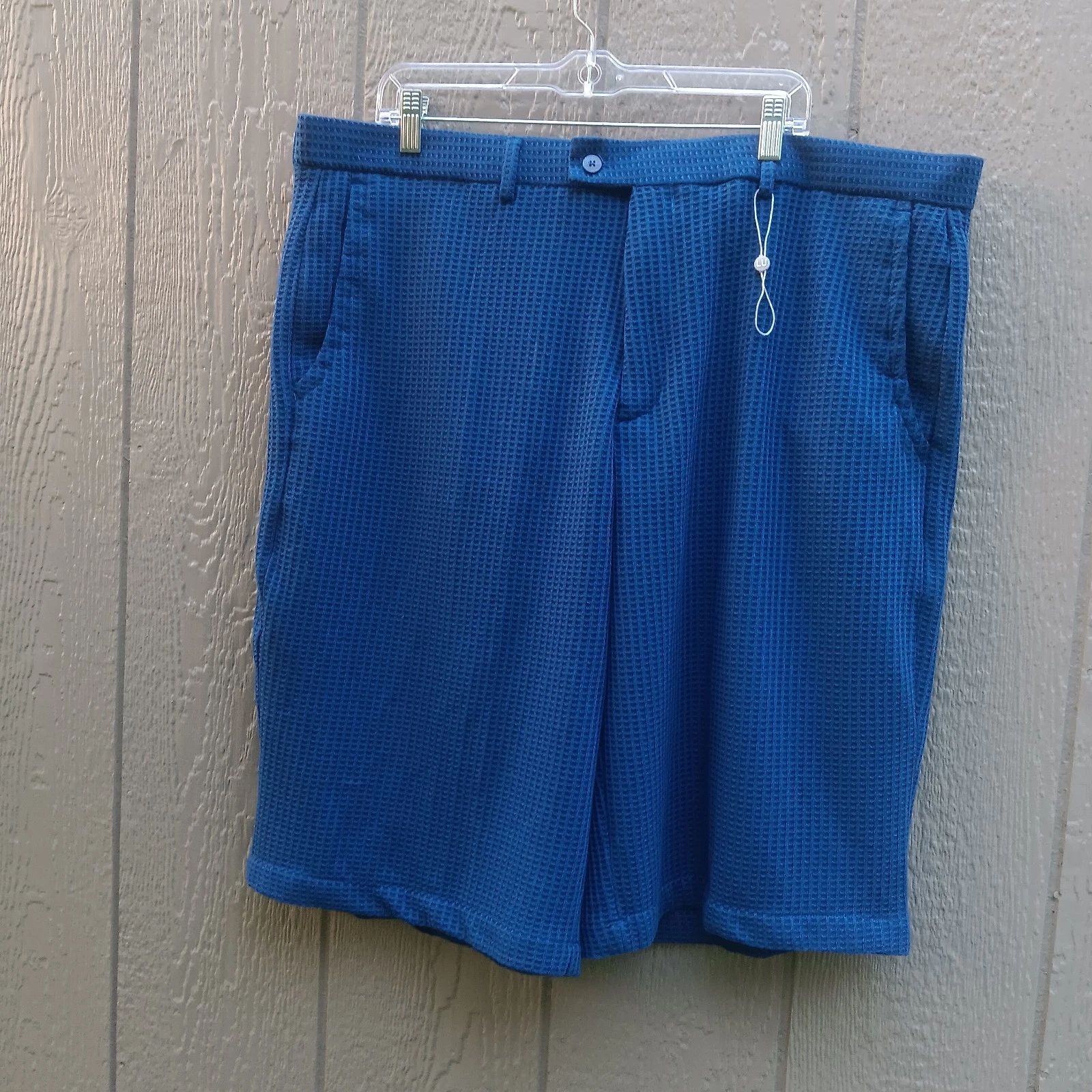 LU LINEA UOMO Men's Blue Waffle Knit Textured Shorts Size 42