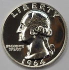 1964 Proof Washington Quarter ~ GEM PF UNC ~ 90% Silver