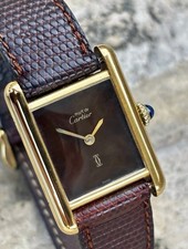 1982 Cartier Tank Must, Rare Brown Marble Dial, Box & Papers, Stunning
