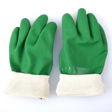 PVC Coated Work Gloves Green Safety Gloves Oil Resistant Anti Slip Industrial