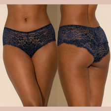 NWT Cosabella XL Pret A Porter Cheeky Hotpant Brief in Lace Navy Blue U1872