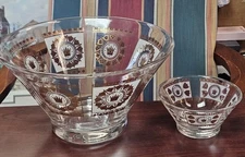 Vintage Culver Crown & Shield Chip and Dip Bowl Set Mid Century 1960s