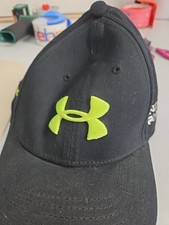 Under Armour FlexFit Hat, Youth Size M, Age 4-6, Gray/Neon Green, Used Condition