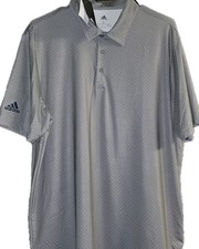 Adidas Men Polo Golf Collared Shirt Gray Printed Short Sleeve 2XL NWT
