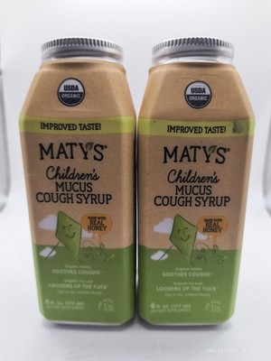 2-Maty's Organic Children's Mucus Cough Syrup Made with Organic Honey Exp 2/27+