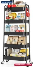 5-Tier Metal Rolling Cart with Wheels, Storage Utility Cart Black