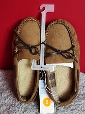New Cat  Jack Boy  s Moccasin Slippers Chestnut Brown Size 2