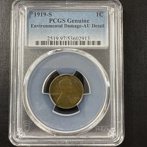 1919 S 1C Lincoln Wheat Cent PCGS AU Details