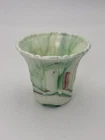 Akro Agate Marble Slag Glass Vase Planter Green White Made In USA Vintage