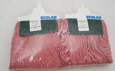 QTY 2 Ecolab Grease-Beater Red Mop Heads 90060927  Commercial Cleaning