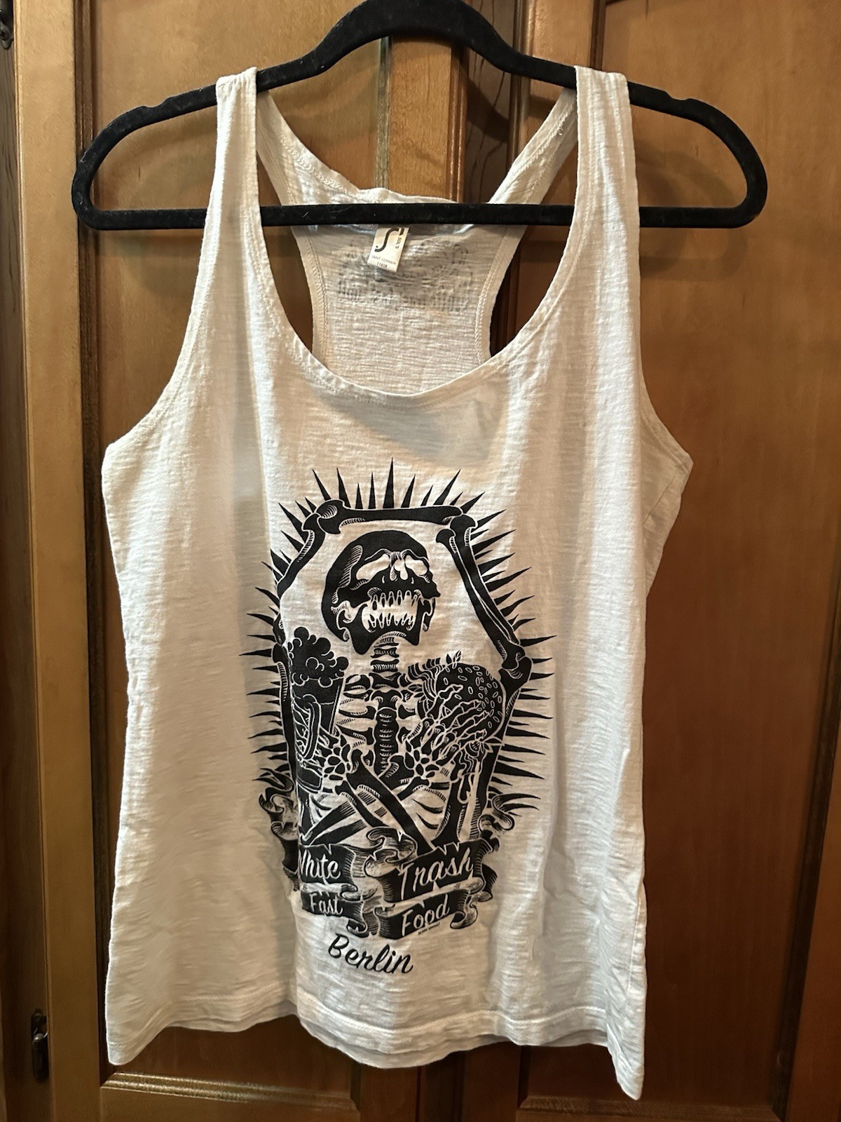 Tank Top Racer Back Sol’s Women’s Size Large White With Skeleton Design-image