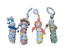 CROCHET WOOD SMILEY FACE HAPPY WORMS Family Of 4