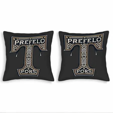 Set of 2 Decorative Throw Pillow Covers 18x18in - Vintage Black & Gold Ornate 