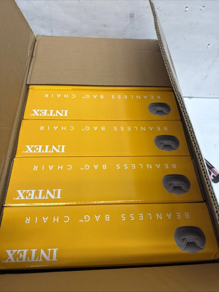 Sillón Intex inflable contorneado de pana sin frijoles, gris (paquete de 6) Foto 4 de 4