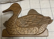 Vintage Hand Carved Wooden Duck Napkin Letter Mail Holder Farmhouse Rustic Cabin